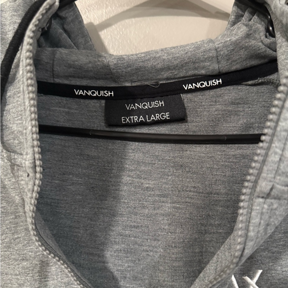 Gray Athletic Sweatshirt With Drawstring Hood - image 3